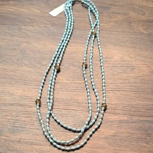 Chic Multi-Strand Blue Beaded Necklace